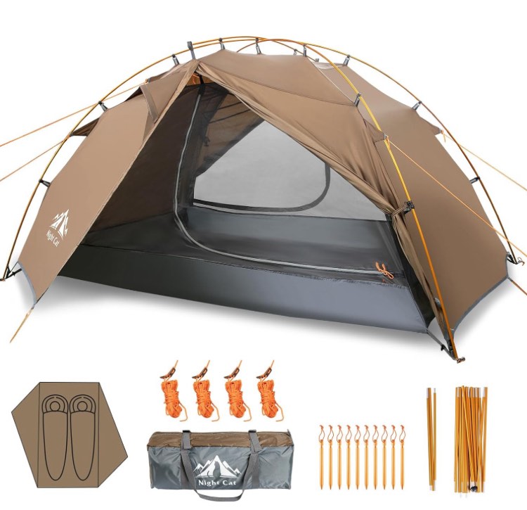 Night Cat Pop-up Camping Tent: 2 Person Tent Waterproof Instant Easy Setup Family Tent