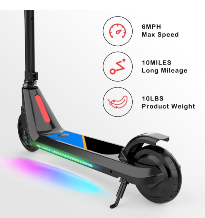 Electric Scooter for Kids Age of 6-10, Kick-Start Boost Kids Scooter with Adjustable Speed and Height, Kids Scooter with Flash Wheel & Deck Lights