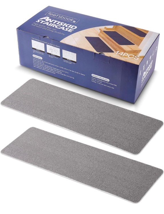 Non-Slip Carpet Stair Treads - Stair Treads for Wooden Steps Indoor and Stair Runners Carpet - Safe for Kids The Elderly and Pets 14-Piece Set Carpet Stair Treads Self Adhesive 8"x30", Gray