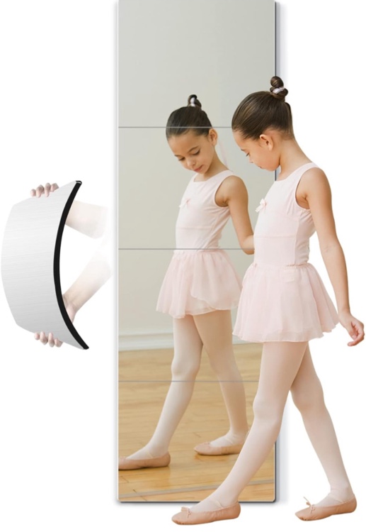 Kids Safe Shatterproof Mirrors for Wall,Full Length Mirror Wall Mounted,Made of Unbreakable Acrylic Plexiglass,Extra Thick 1/8",4 Pcs 12"x12",Bedroom Door Closet Mirror,Workout for Home Gym Body