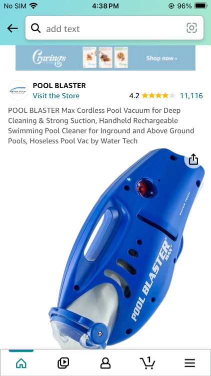 POOL BLASTER Max Cordless Pool Vacuum for Deep Cleaning & Strong Suction, Handheld Rechargeable Swimming Pool Cleaner for Inground and Above Ground Pools, Hoseless Pool Vac by Water Tech