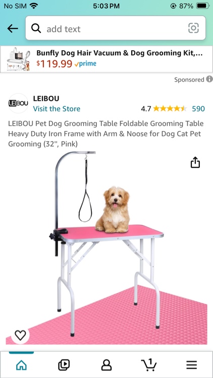 LEIBOU Pet Dog Grooming Table Foldable Grooming Table Heavy Duty Iron Frame with Arm & Noose for Dog Cat Pet Grooming (32'', Pink)