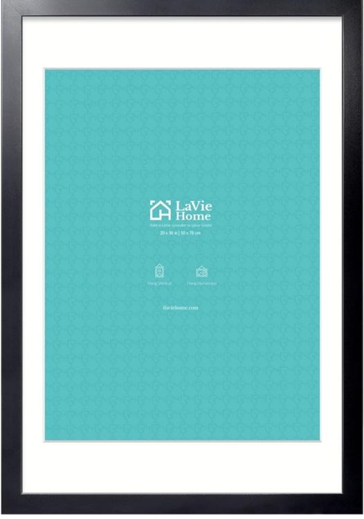 LaVie Home 20 x 30 Picture Frame Black Poster Frame,Display Pictures 18x24 with Mat or 20x30 Without Mat, Stable and Sturdy Frame and Polished Plexiglass, Horizontal and Vertical Format of The Wall?1 Pack?