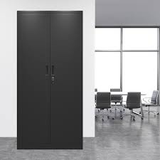 Metal 2 Door Storage Cabinet Black A3BS1800T