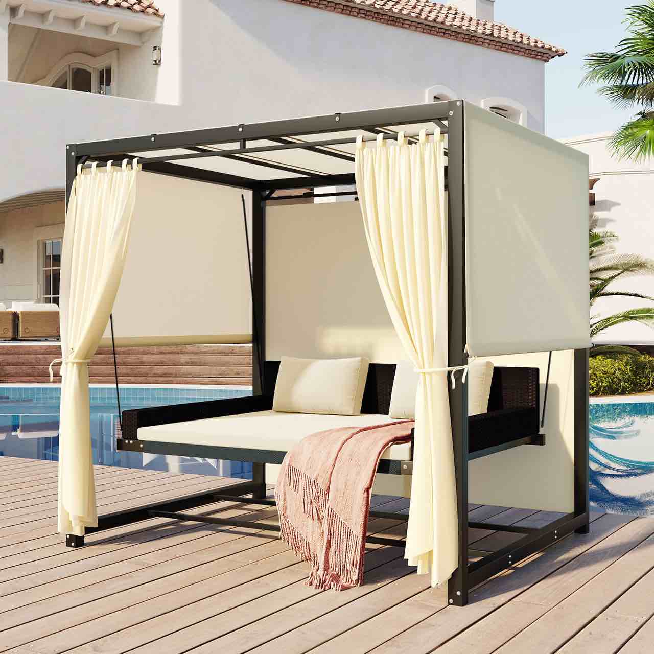 Outdoor Swing Bed Garden or Outdoor Patio Adjustable- 3 BOXES COMPLETE SET