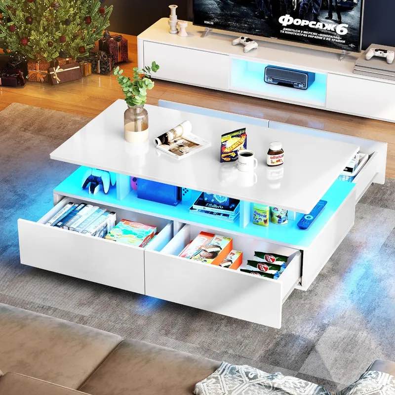 Yitahome Coffee Table with Storage, White