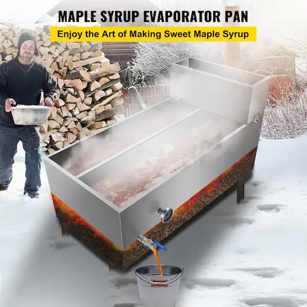 Maple Syrup Evaporator Pan 48 x 24 x 19 in. Stainless Steel Maple Syrup Boiling Pan with Divided Pan and Feed Pan