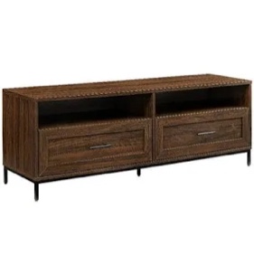 58" Contemporary 2-Drawer Wood TV Console - Dark Walnut / Black