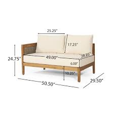 The Crowne Collection Outdoor Acacia Wood Sofa- CORNER OF PATIO SOFA ONLY, 