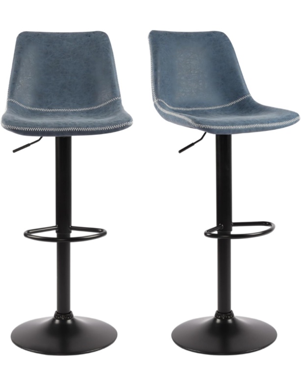 Counter Height Bar Stools Set of 2 Adjustable Swivel Bar Stools with Backs Deep Teal Blue Bar Stools for Kitchen Island