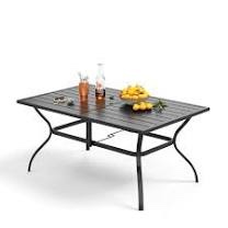 Phi Villa 6 Person Outdoor Metal Dining Table with Umbrella Hole