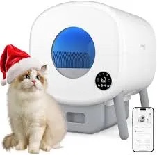 Self Cleaning Litter Box, 95 L Automatic Cat Litter Box Self Cleaning for Multiple Cats, with Safety Protection, App Control,1 Roll Garbage Bags IN SECTION D
