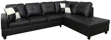 Deaunte Faux Leather Modular Sofa & Chaise Ebern Designs Leather Type: Black Faux Leather