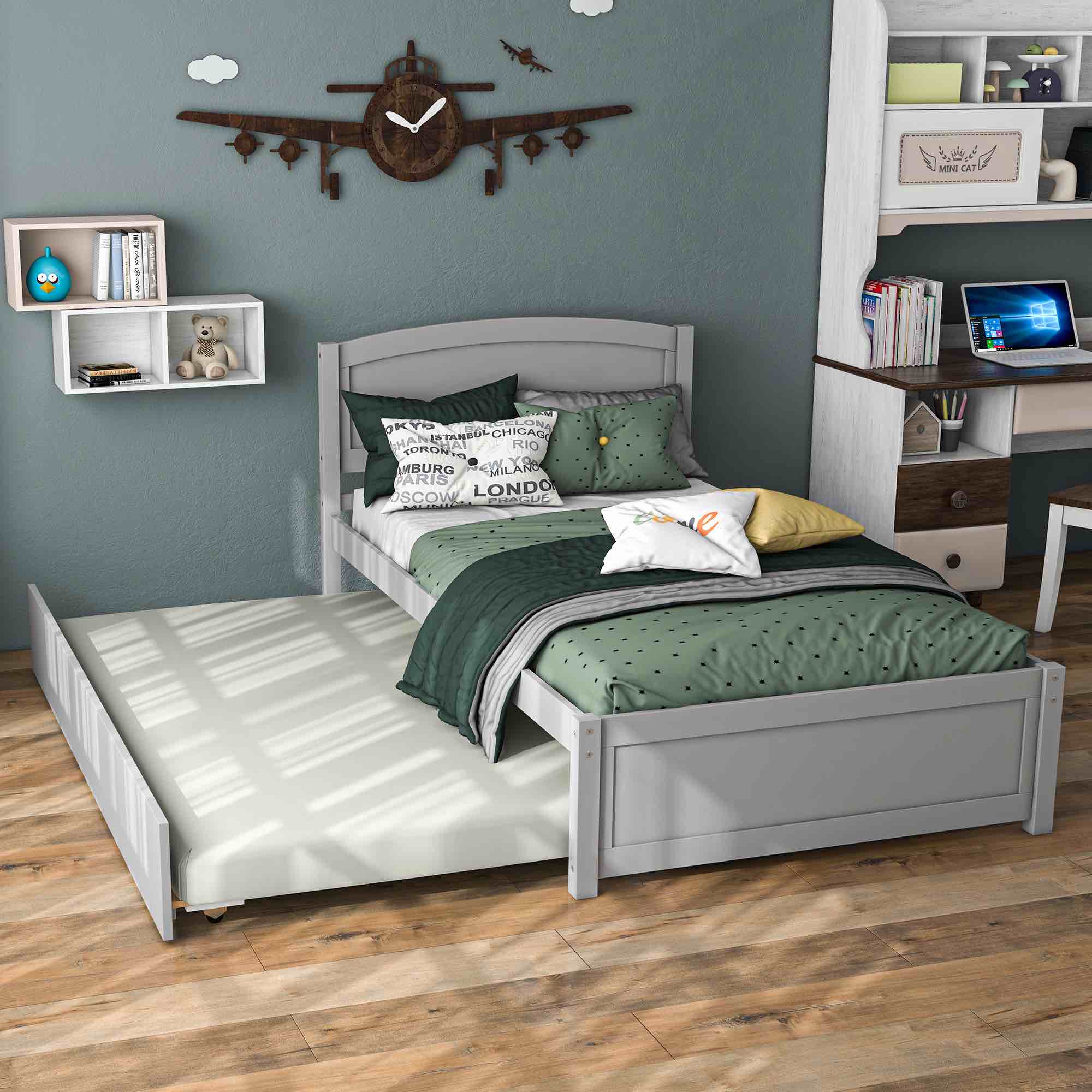 Stylish Twin Daybed with Pullout Trundle
