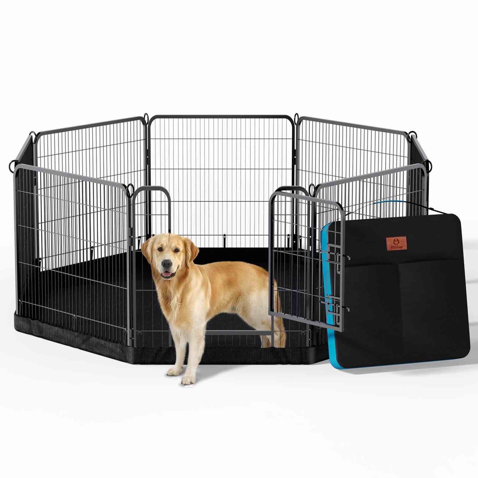 PJYuCien Dog Playpen Plus Storage Bag for Camping, 24" H Dog Pen with Extra Hard Bottom?Heavy Duty Puppy Playpen for Puppies/Small Dogs, 8 Panels