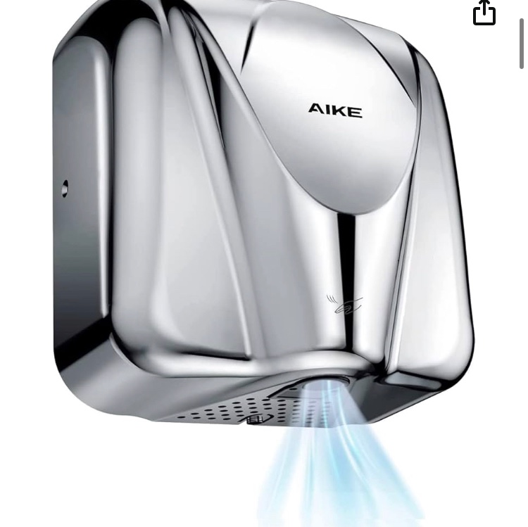 AIKE Heavy Duty Commercial Hand Dryer High Speed Stainless Steel Design Warm Wind Hand Blower 110V-130V 1650W Model AK2812 Polished