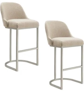 Design House Leick Home Barrel Back Counter Stool in White and Gold  Set of 2