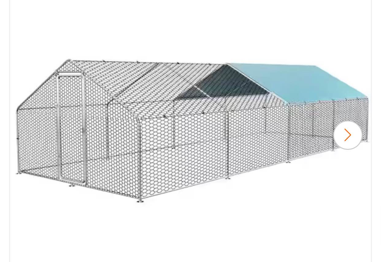 Large Metal Chicken Coop Run for 25/35 Chickens, Walk-in Chicken Runs for Yard w/Waterproof Cover, Duck Coop/Dog House