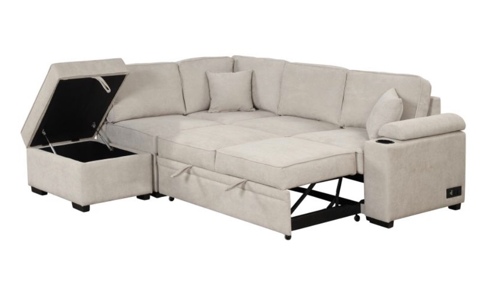sofa bed 4 seater with cup holder beige WF293690AAA. BOX 3 of 3 ONLY