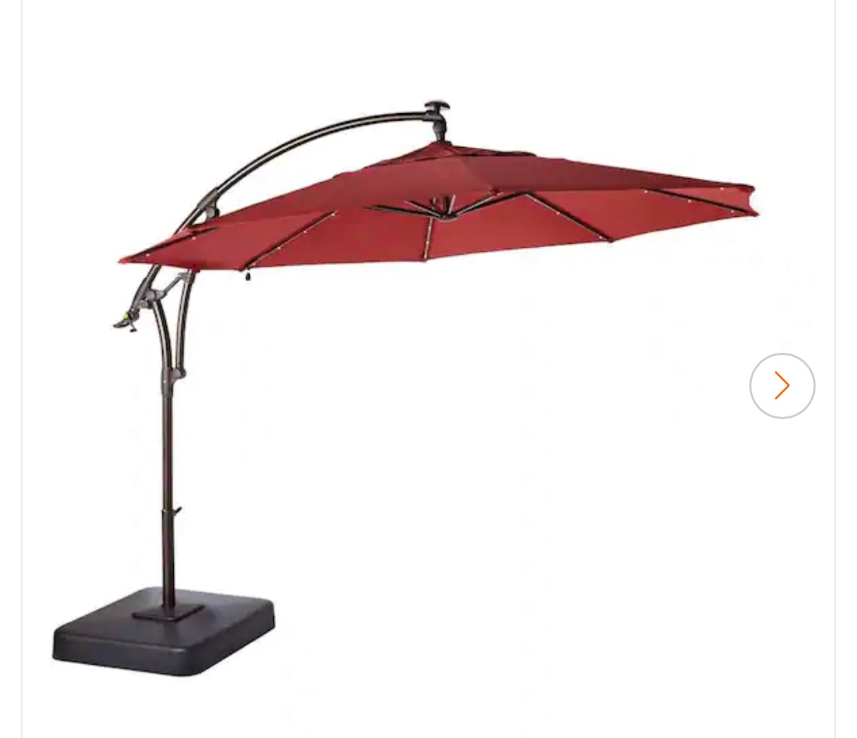 Hampton bay 11ft offset umbrella with solar LED lights chili red canopy 