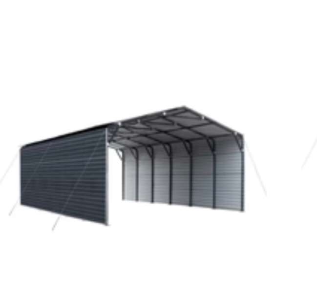 TMG Industrial 20’ x 30' Metal Shed Carport, 10' Enclosed Sidewalls, 600 Sq-Ft, 27 GA Corrugated Panels, TMG-MSC2030F