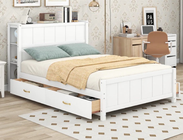 Modern Full Size Platform Bed with Smart Storage, Headboard, and Footboard Sleek Elegance for Your Bedroom