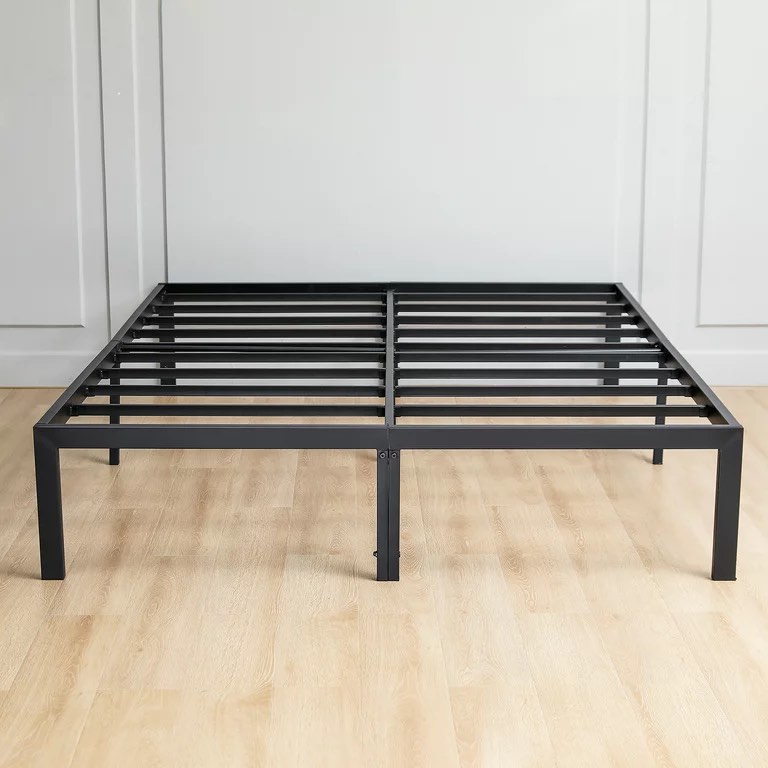 Lusimo Queen Bed Frame 14 inch Platform Bed frame Queen Size No Box Spring Needed Heavy Duty Steel Slat Metal Bed Frame Non Slip Support Easy Quick Lock Assembly Black