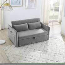 JASMODER Modern Grey Velvet Pull Out Sofa
