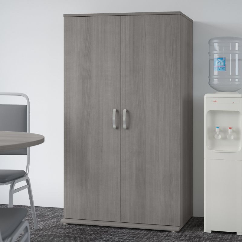 36W Tall Storage Cabinet in Platinum Gray by Bush