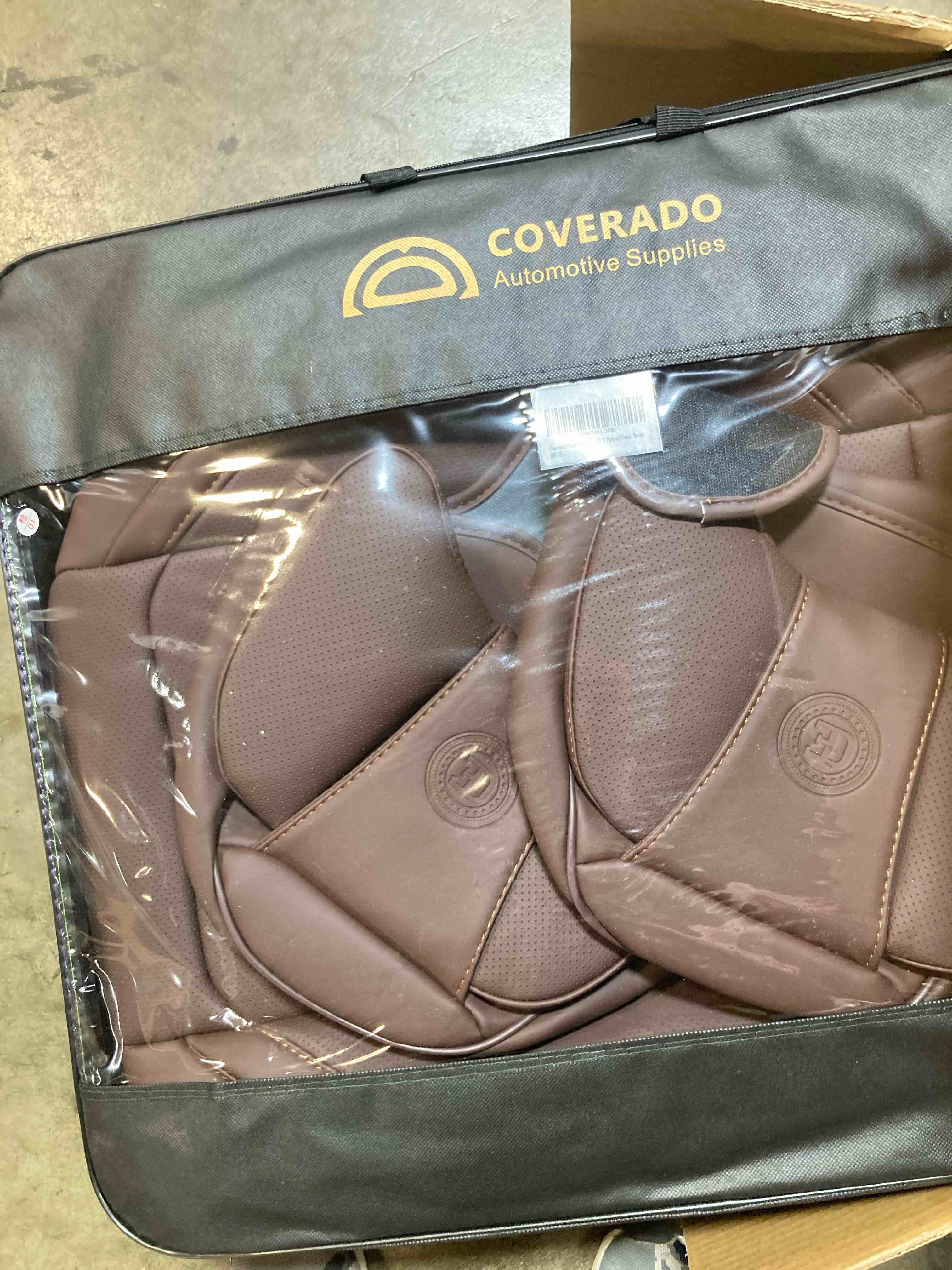 Coverado Front and Back Seat Covers 5 Pieces, Waterproof Nappa Leather Auto Seat Protectors Full Set with Head Pillow, Universal Car Accessories Fit for Most Sedans SUV Pick-up Truck, Brown