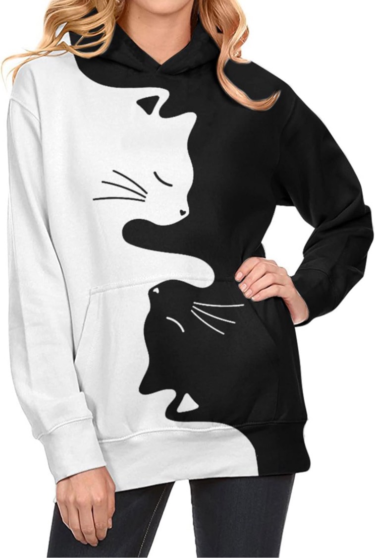 SLEITY Women Cat T-Shirts Pet Lover Gifts Shirts Funny Cat Graphic Tees Crewneck Top