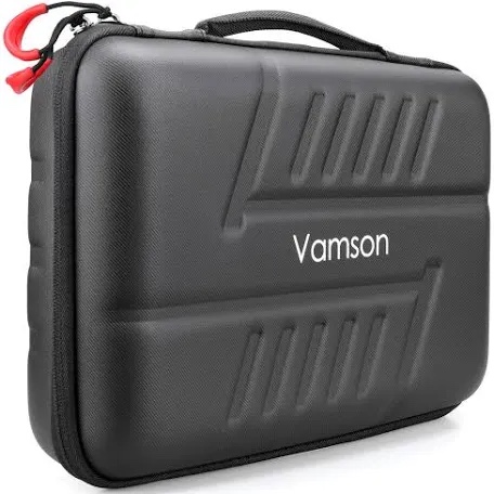 Vamson Large Carrying Case for GoPro Hero 11 10 9 8 7 6 5 4 3/DJI Osmo Action/AKASO/APEMAN/Insta360 One X Camera and Accessories, Hard PU Shell DIY Protective Travel Case Storage Bag Outdoor VP808
