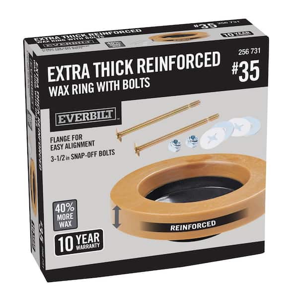  Everbilt Extra Thick Reinforced Toilet Wax Ring with Plastic Horn and Zinc-Plated Toilet Bolts