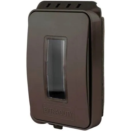 Commercial Electric 1-Gang Extra Duty Non-Metallic Low Profile While-In-Use Weatherproof Cover Horizontal/Vertical Receptacle Cover, brown