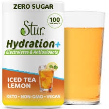 Stur Electrolyte Hydration Powder | Lemon Tea | Sugar Free | 100 Servings | High Antioxidants & B Vitamins | Non-GMO | Daily Hydration & Workout Recovery | Keto | Vegan(10.7 oz)