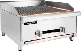 Aplancee Commercial Charbroiler 24" Natural and Propane Gas Grill Heavy Duty Countertop Griddle 2 Burner 56,000 BTU ETL Certified Commercial Cooking Equipment