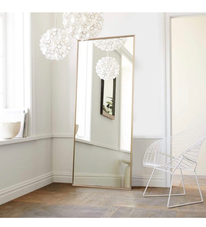 NeuType Full Length Mirror Floor Mirror with Standing Holder Bedroom/Locker Room Standing/Hanging Mirror Dressing Mirror Wall-Mounted Mirror (Golden)- INSPECTED