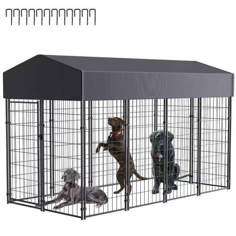 BingoPaw Playpen Welded Wire Dog Kennel W/ Cover, 10ft x 5ft
