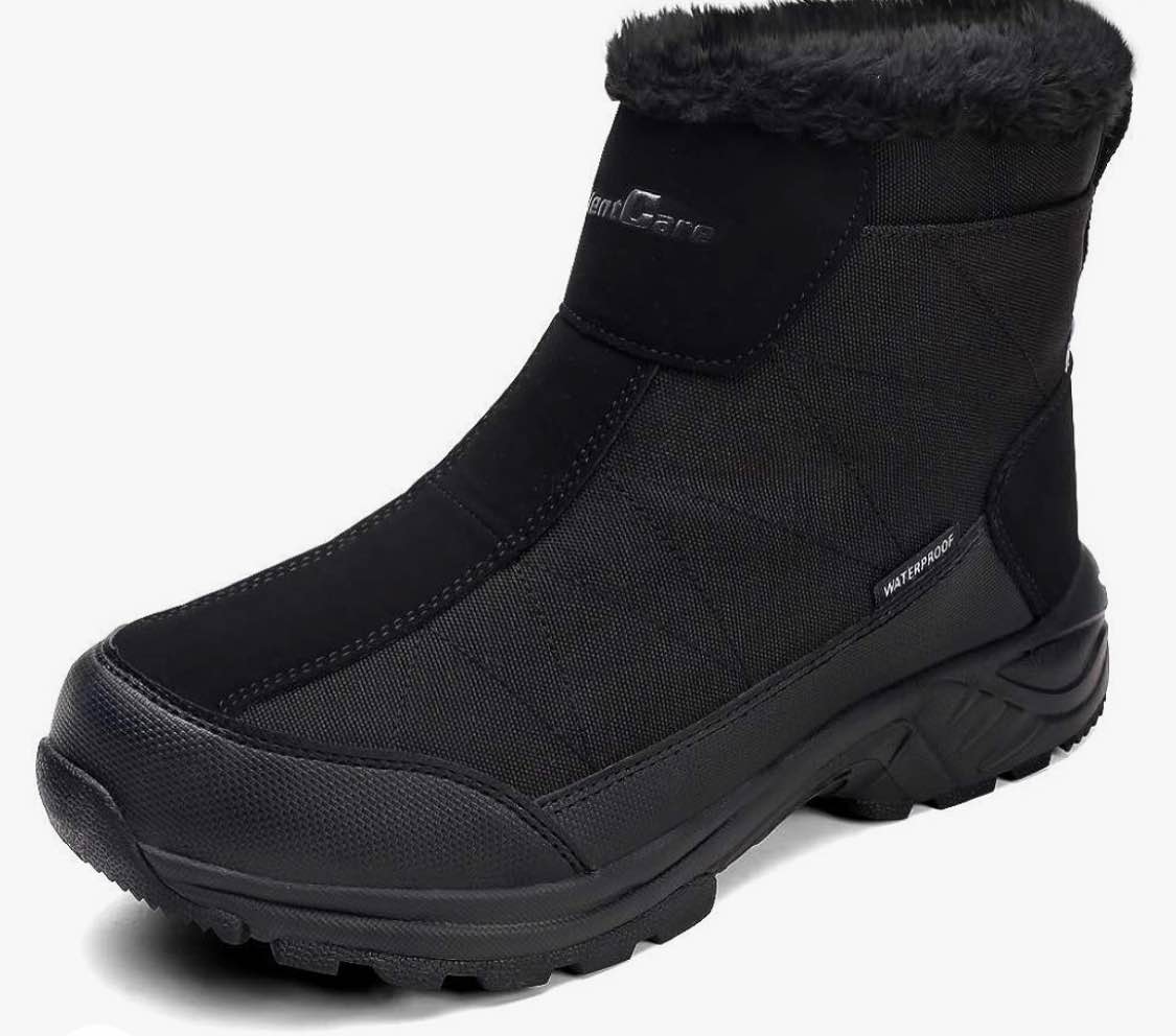 (12)SILENTCARE Men's Warm Snow Boots, Fur Lined Waterproof Winter Shoes, Anti-Slip Lightweight Ankle Boot