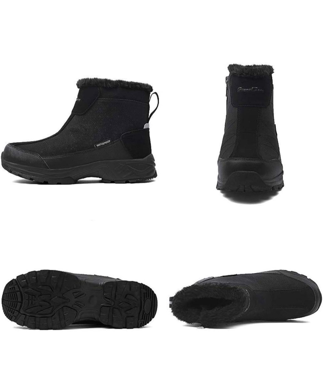 SILENTCARE Men's Warm Snow Boots, Fur Lined Waterproof Winter Shoes, Anti-Slip Lightweight Ankle Boot(12)