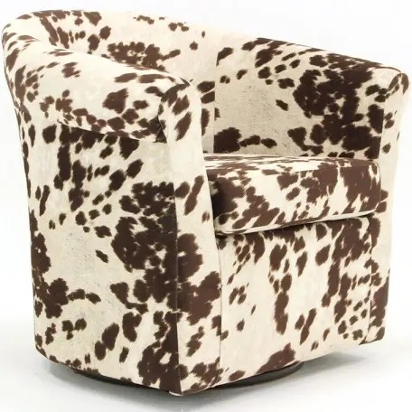 Fox Hill Trading Marlee Traditional Fabric Swivel Club Chair in Milky Brown