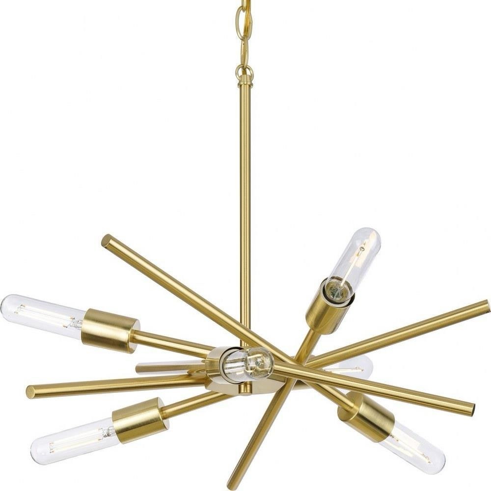Progress Lighting - P400108 - Astra - 6 Light Chandelier In Modern Style-10.5 Inches Tall and 22.57 Inches Wide Satin Brass