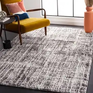 Kara Abstract White/Dark Gray Area Rug 8ft x 10ft 