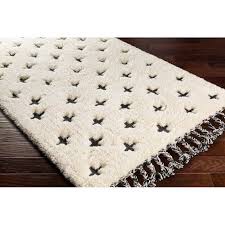 Moreland Southwestern Hand Knotted Wool/Cotton Cream/Black Area Rug 6ft x 9ft 