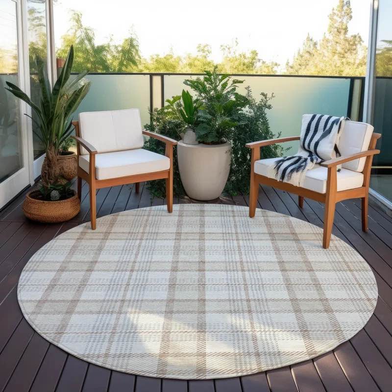 Round Modern Area Rug with Non-Slip Backing