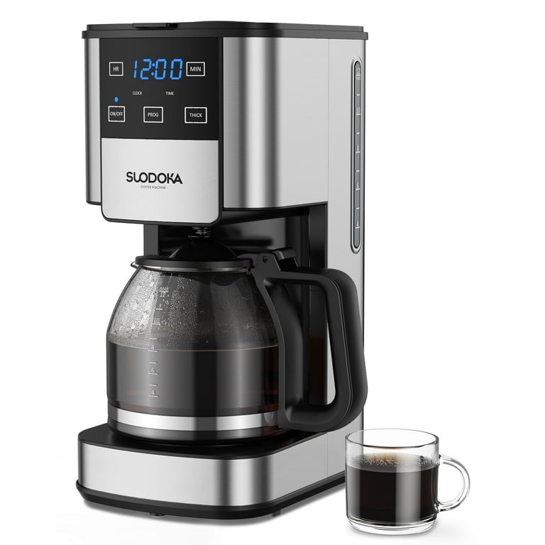 Suodoka 12 Cup Drip Coffee Maker with Glass Coffee Pot, Programmable Brew Strength Control and Appointment Setting