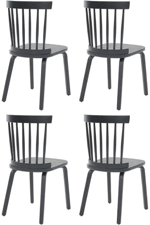Wood Dining Chairs Set Of 4 Farmhouse Spindle Back, Widen Seat, Modern Mid-Century Country Style