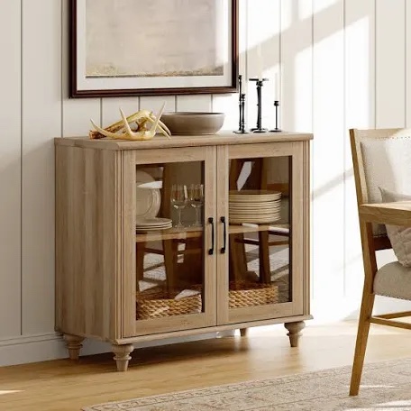 WAMPAT Oak Glass Buffet Cabinet