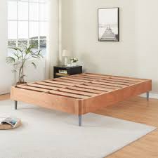 Aurora Wood Platform Bed With Removable Upholstered Cover, No Box Spring Needed, Tool Free Assembly, Noise Free Queen