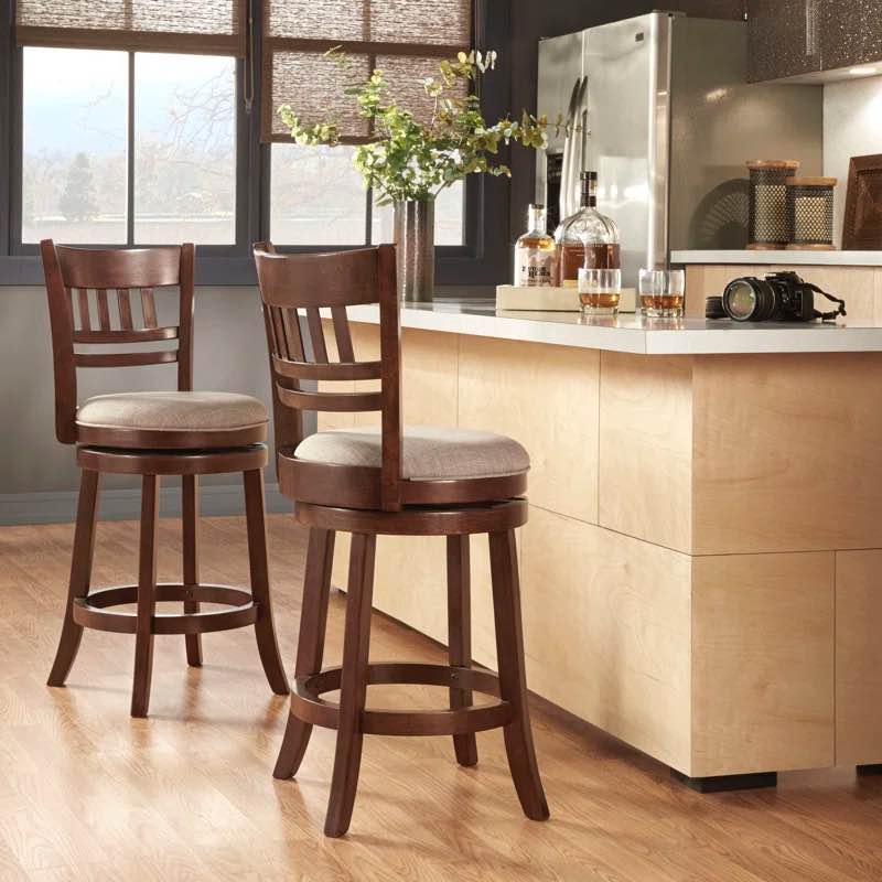 Amerah Swivel Upholstered Counter Stool with Solid Wood Frame set of 1